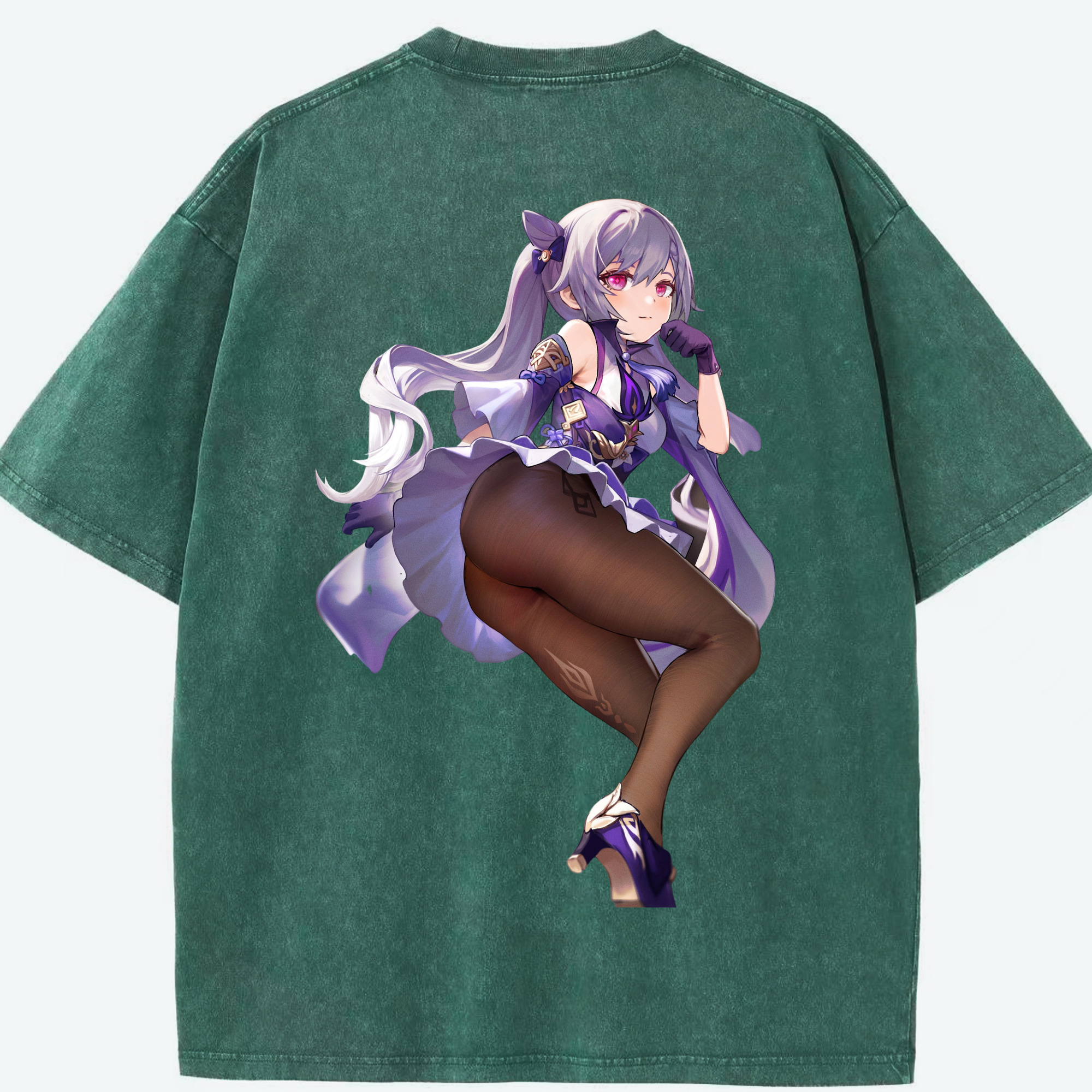 げんし神 刻晴 こくせい genshin Kokusei 綿100% ヴィンテージ風 半袖Tシャツ（背面プリント）